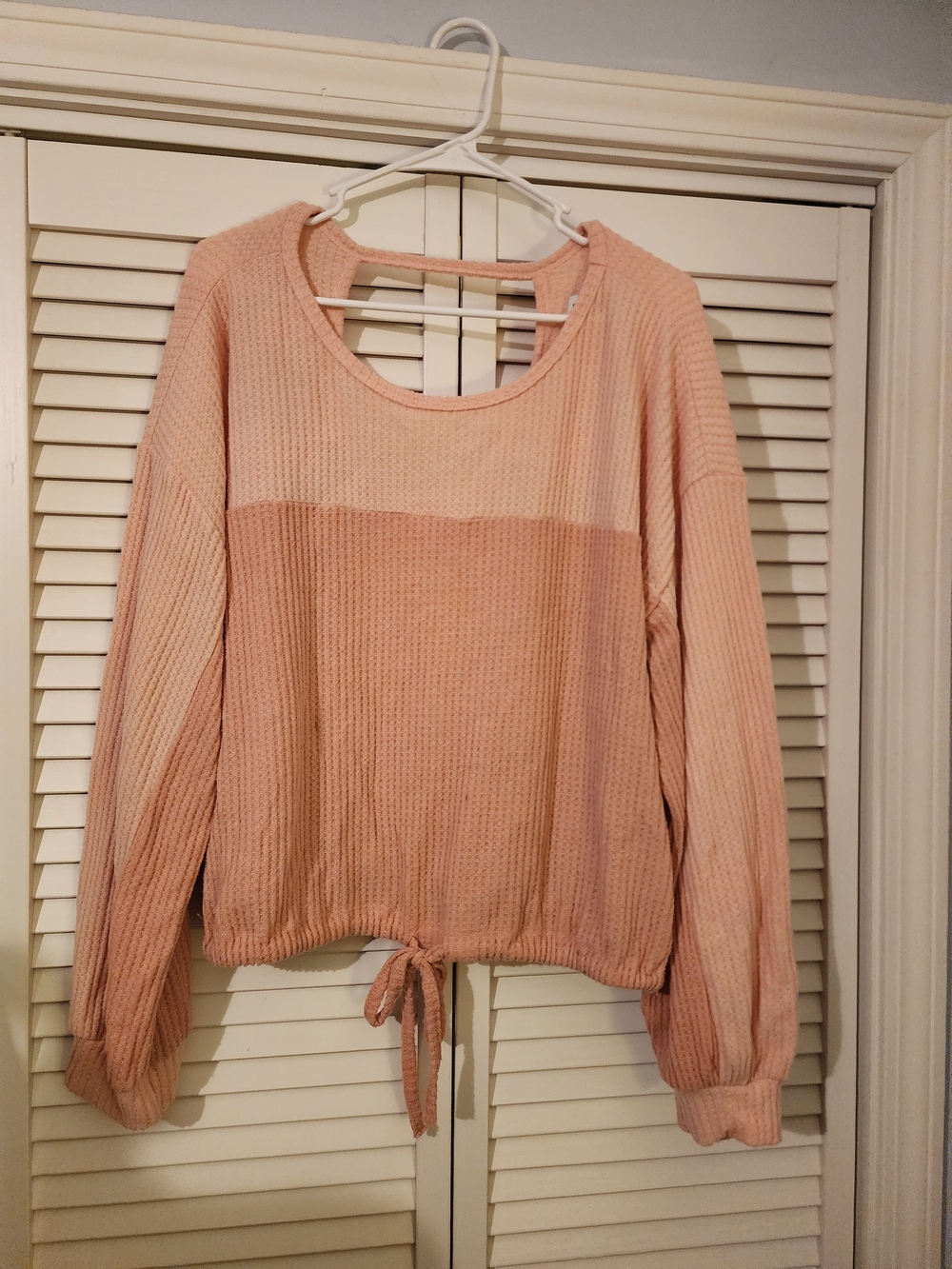 Hollister Two-Tone Pink Waffle Knit Tie-Hem Sweatshirt